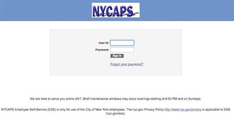 To log on ESS, you will need your NYCHA Employee Reference Number. . Ess nycaps login